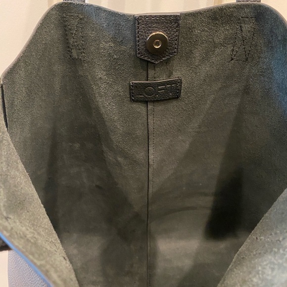 LOFT Pebble Leather Black Tote Bag New - Picture 4 of 5